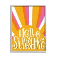 Stupell Industries Hello Sunshine fraza Žuta pop umjetnička pruga Dizajn Taylor Shannon, 11 14