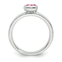 Prsten od ružičastog turmalina u obliku jastučića od srebra