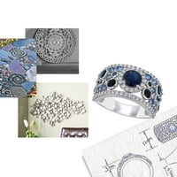 Donje prsten Miabella s tamno plave i svijetlo plavim сапфиром T. G. W. u 2 karat i dragulj T. W. 2 karatnog bijelog