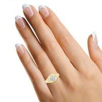 Zaručnički prsten od bijelog kubičnog cirkonija u stilu Art Deco u stilu Art Deco od srebra u 14k žutom zlatu