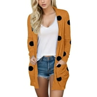 Ženski kardigani u narančastoj boji, lagani slatki pleteni džemper s dugim rukavima s dugim rukavima, Kardigan