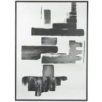 Decmode suvremeno drvo Sažetak crne četkane boje detalja s bijelom pozadinom platno uokvirenom zidnom umjetnošću,