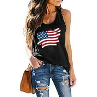 Majice s američkom zastavom, Ženska Domoljubna košulja, majica bez rukava s printom američke zastave, zvijezde