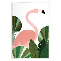 Stupell Industries Suvremeni biljni flamingo ostavlja životinje i insekte Slikanje nervoznog umjetničkog tiskanog