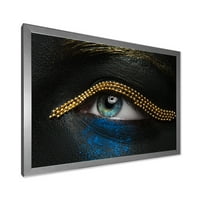DesignArt 'ženske oči s crnom kožom sa zlatnim lancem' Moderni uokvireni umjetnički tisak