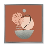 DesignArt 'Sažetak oblika geometrije i tropski palmini list iv' Moderni uokvireni umjetnički tisak