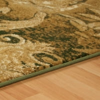 Vrhunski moderni tepih prijelaznog područja s cvjetnim vrtložnim uzorkom, bež