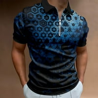 Muške košulje radna odjeća s kreativnim prugastim 3-inčnim ispisom Muška košulja s patentnim zatvaračem s kratkim
