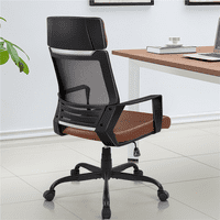 EasyFoshion podesiva ergonomska mrežica okretna uredska stolica, set od 2, smeđa