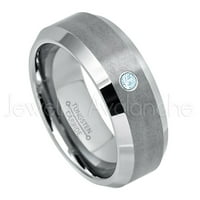 Personalizirani zaručnički prsten od volframa-Topaz prsten od 0,07 karata, muški volfram prsten s kosim rubom-izrađen