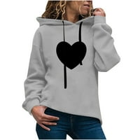 Ušteda dukserica za žene džepni pulover pulover vrhovi srca grafički print dugi rukavi opušteni fit ženski kapuljača