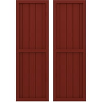 1 2 36 fasada od pet dasaka od prirodnog drva s dvije jednake ploče uokvirene roletama od dasaka-n-letvice, crvena