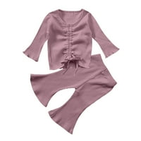 Dodaci / pidžama kompleti za dječake i djevojčice, jednobojni pleteni kombinezon s vezicama, vrhovi + hlače, pidžama,