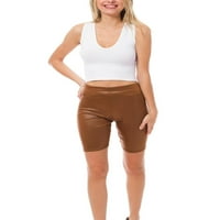 Mixmatchy ženske udobne fau kožne biciklističke kratke hlače s rastezljivim elastičnim trakom