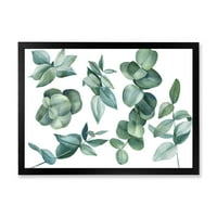 Dizajnerski uzorak lišće eukaliptusa u tamnozelenoj boji, tradicionalni uokvireni umjetnički otisak