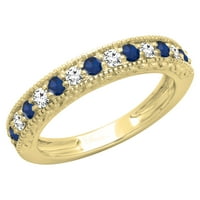 Kolekcija od 14k plavog safira i bijelog dijamanta, ženski vjenčani prsten od 7,5 dolara, žuto zlato