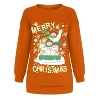 Ženski džemper za žene, Slatki Božićni džemper s crvenim snjegovićima i šljokicama-svečani džemper sa slatkim