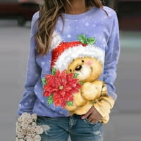 Ženski casual modni Božićni pulover s dugim rukavima s okruglim vratom s printomBožić