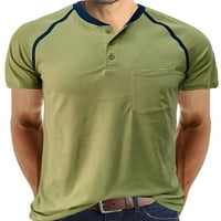 Muške majice u boji blok majica, ljetni vrhovi kratkih rukava, široki Muški pulover, modna bluza s izrezom henleigh,