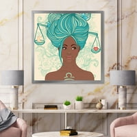 DesignArt 'Portret Afroamerikanke s plavom kosom I' Moderni uokvireni umjetnički tisak