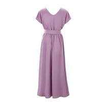 Ružičasta haljina za žene s labavim pojasom u struku kolekcija jednobojnih suknji Plus size duga suknja plus size