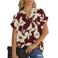 Ženske majice s printom, gornji dio s izrezom u obliku slova u, majica kratkih rukava, Ženska casual Boho Majica