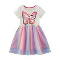 Haljine za djevojčice, dječje haljine s printom leptira, ružičasta haljina sa šljokicama i gradijentom, slatka