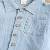 Komplet odjeće za dječake ljetna odjeća jednobojna košulja kratkih rukava s vratom čamca Top + Ležerne kratke