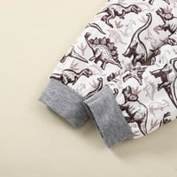 Komplet odjeće za dječake majica dugih rukava s uzorkom dinosaura vrhovi džempera hlače Odjeća za 18 mjeseci