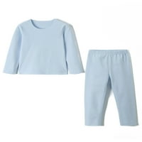 Setovi za pidžamu za malu djecu s dugim hlačama i okruglim vratom, set termalnog donjeg rublja s rukavima, mekana
