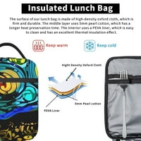 Višekratna Prijenosna torba za ručak za odrasle i djecu, apstraktna linija s kopčom, Izolirajuća hladna torba