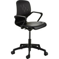 Stolna stolica s crnim vinilnim plastičnim sjedalom-crna plastična leđa-čelični okvir - baza s 5 zvjezdica - širina