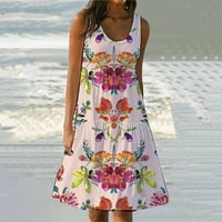 Ženska ljetna haljina za plažu s cvjetnim printom Bez rukava