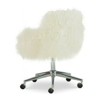 Uredska stolica u bijeloj boji presvučena krznom
