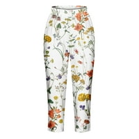 Ženske Capri hlače Ležerne ljetne mekane cvjetne hlače ravne kompresijske tajice visokog struka Capri joga hlače