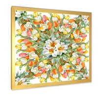 DesignArt 'cvjeta narančaste i bijele tulipane I' tradicionalni uokvireni umjetnički tisak