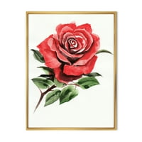 DesignArt 'Drevni cvijet crvene ruže iii' Tradicionalno uokvireno platno zidne umjetničke umjetničke tiska