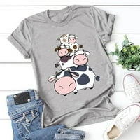 Ženska majica s okruglim vratom sa slatkim kravljim uzorkom za odrasle ženska majica za lansiranje Plus size majice