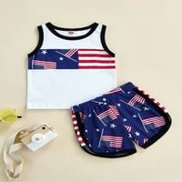 Komplet odjeće za Dan neovisnosti za dječake iz A-liste, Majice bez rukava s printom zvijezde i zastave + kratke