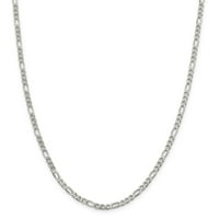 Prekrasan ravni lanac Figaro od srebra u srebrnoj boji