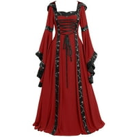 Haljine za žene ženske vintage dno dužine gotičke cosplay haljine ženske vrhove crvene 4xl