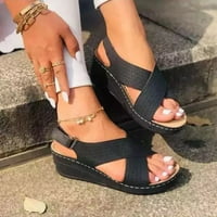Jsaierl Womens Wedge sandale Drvaste ljetne pumpe sandale s nožnim prstima Udobne lučne sandale Bohemske prozračne
