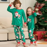 Domaći božićni obiteljski set za roditelje i djecu, domaća božićna pidžama s printom, dvodijelni set