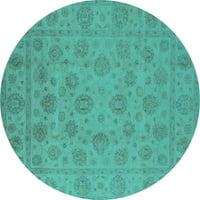 ; Unutarnji okrugli orijentalni tirkizno plavi tradicionalni tepisi, Okrugli 7 inča