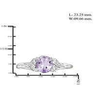 1. Karatni ružičasti dragulj od ametista i naglašeni bijeli dijamantni prsten