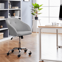 Smile Mart podesiva okretna baršunasta stolica za kućni ured, svijetlo siva
