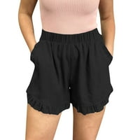 Ženske kratke hlače pamučne visoko elastične struke naplaćene ruffle slatke kratke hlače plaža protočne casual
