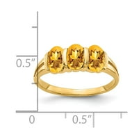 14k čvrsto žuto zlato, 6K ovalni Citrin, žuti studeni dragulj koji provjerava zaručnički prsten, Veličina 7