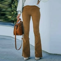 Ženske jednobojne lepršave hlače s elastičnim strukom, Ležerne hlače od kordona