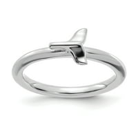 Sklopivi prsten od sterling srebra presvučen rodijem u obliku kitovog repa